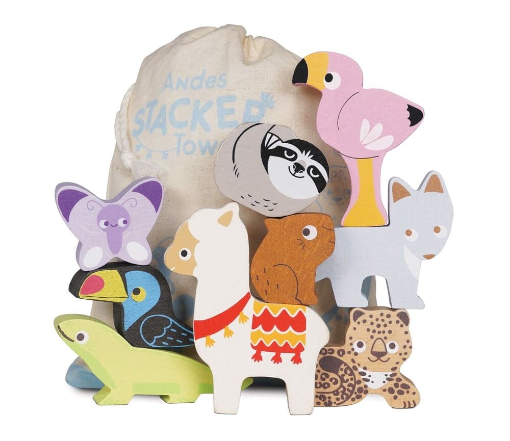 Stablesett med dyr fra Andesfjellene med oppbevaringspose