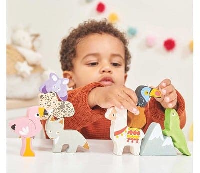 Stablesett med dyr fra Andesfjellene med oppbevaringspose